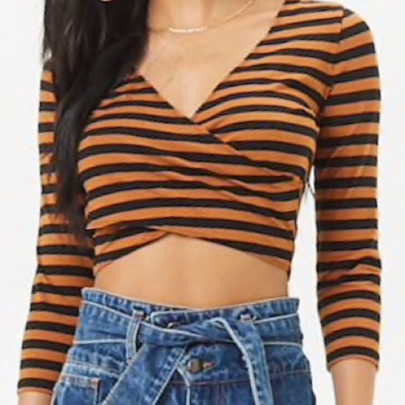 Forever 21 Tops - Forever21 Brown-Black Striped Top